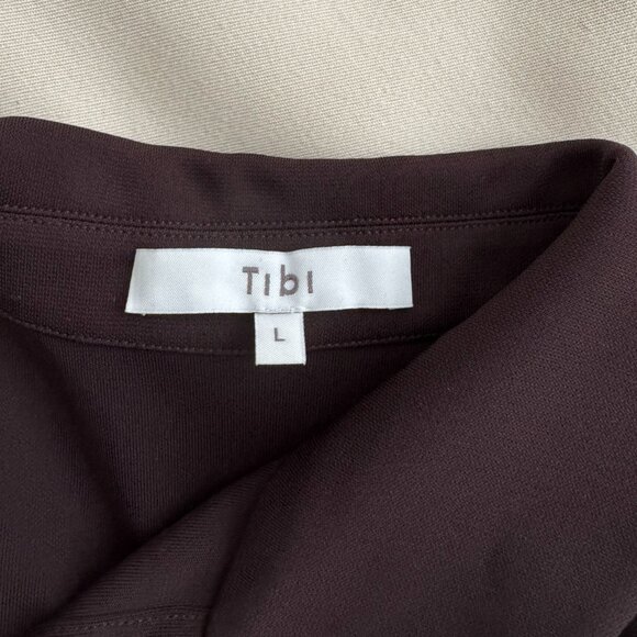 Tibi "Harlow" Short Sleeve Jersey Top in Brown, size Large - Picture 5 of 7